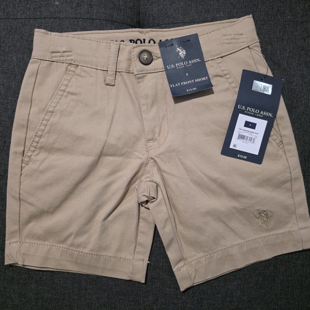 U.S. Polo Assn. Men's Beige Flat Front Shorts